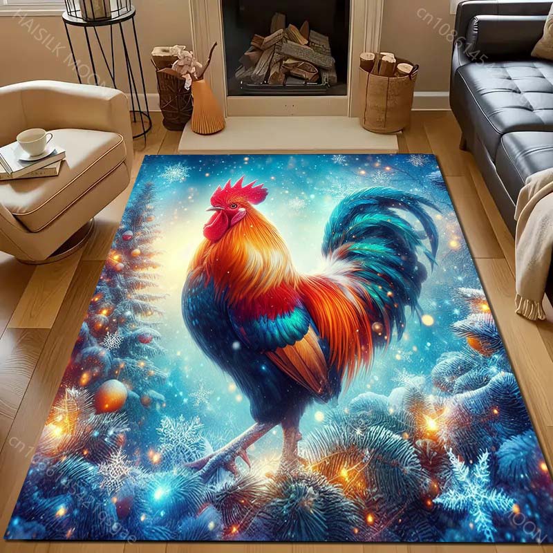 Beautiful Big Cock Flowers Print Carpet for Living Room Bedroom Sofa Doormat Decor Area Rugged Non-slip Floor Mat Large Size