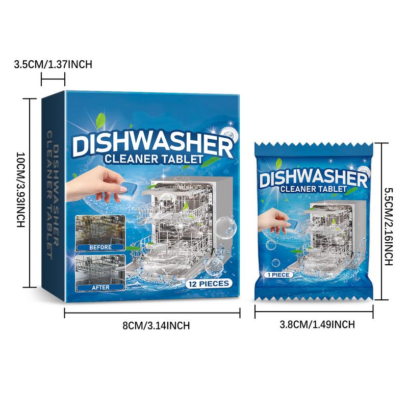Clean And Clear Dishwasher Tablets 12PCS Dishwasher Cleaner Tablets Removal Of Odors Cleaner Clean Dish Washer Tablets Deep