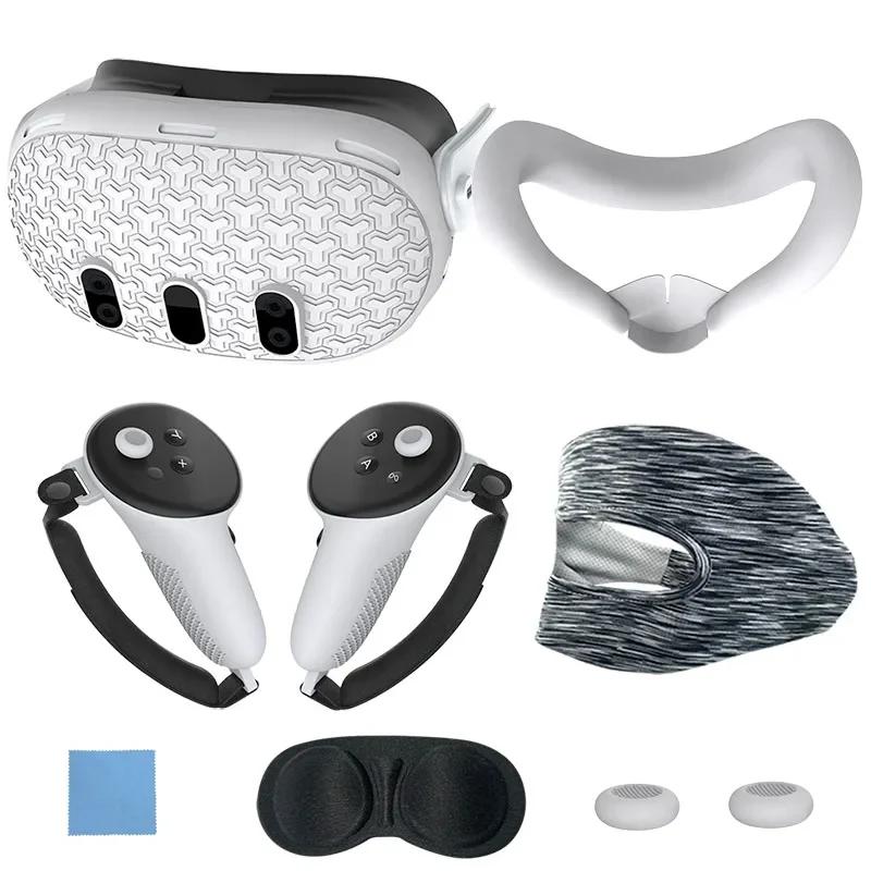 7pcs Accessories Set Controller Grips Face Cover Anti-Scratch VR Protective Cover Front Shell Cover Anti-Fall for Meta Quest 3