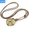 Natural Irregular Amethyst Pendant Hand-Made Cowhide Rope Woven Stone Personalized Necklace