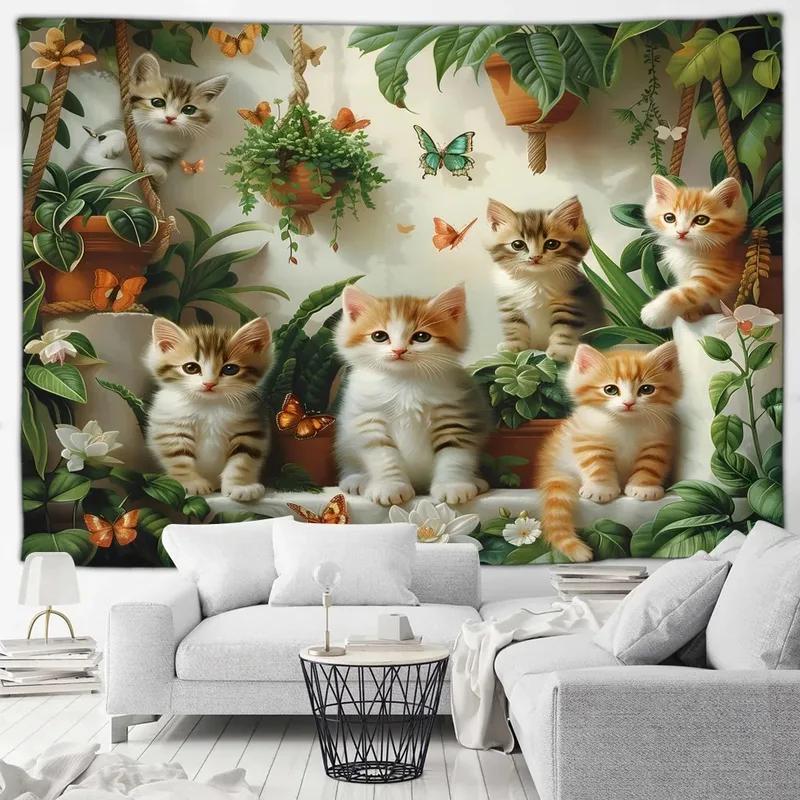 Cute Cat Tapestry Office Living Room Decoration Home Wall Tapestry
