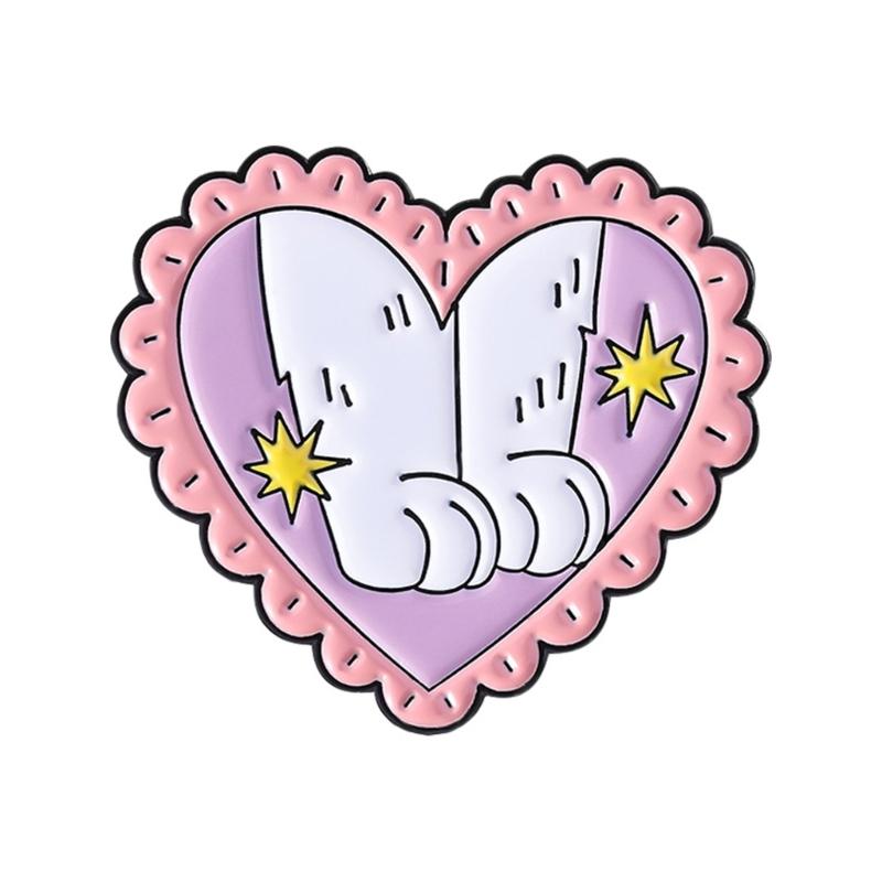 

Cats Shaped Heart Brooch Coated Metal Rustproof Finish Everyday Wear Accessory Gift