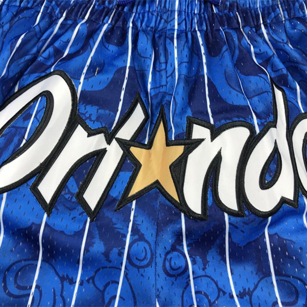 Magics Retro bestickte verkürzte Basketball-Shorts mit Kordelzug, Trainingsshorts