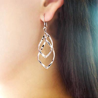 Twisted Diamond Mehrschicht-Ohrringe Klassische Mode Super Shiny Alloy Ohrringe