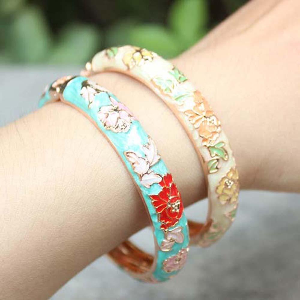 Hanfu Accessories Vintage Cloisonne Bangle Traditional Women's Wrist Jewelry  Daily