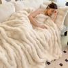 Luxury Fluffy Warm Faux Rabbit Fur Blanket Winter Thickened Double Layer Plush Blankets Solid Soft Throw Blanket for Sofa Bed