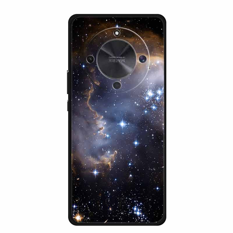 Phone Case For Honor X70 5G 2025 Case X 70 Coque Flowers Black Silicone Soft Back Cover For Honor X70 Cases HonorX70 Funda 6.79"