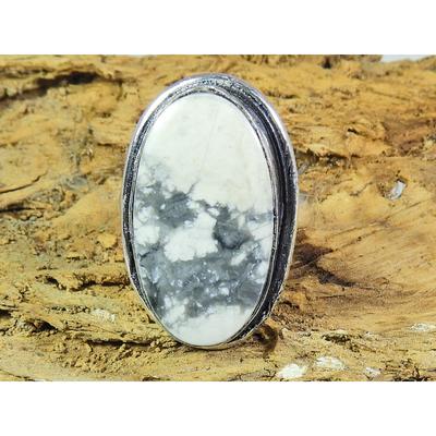 Natural Howlite 925 Solid Sterling Silver Ring Size US-6 PG-247