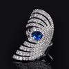 Jewelry European and American Exaggerated Crystal Gem Open Ring Devil's Eye Ring Luxury Dinner Index Finger Ring