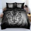 Tiger Duvet Cover Set King Size 3D White Tiger Bedding Sets Wild Animals Pattern Comforter Cover Set For Boys Girls Quilt Cover