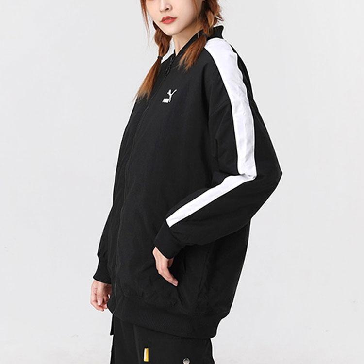(WMNS) PUMA Classics Bomber Logo Printing Jacket Black Women's 530275-01