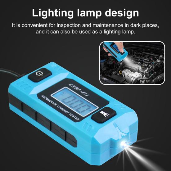 Circuit Fault Tester Automotive Current Detector with Blue Backlit LCD Screen Built-in