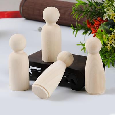 20 Stück 43mm Kleine Holzmännchen Bastelset Baumstammfarbe Weißer Rohling Marionette Kreativ Bemalte Familie Holz Wa Männer Frauen Modelle