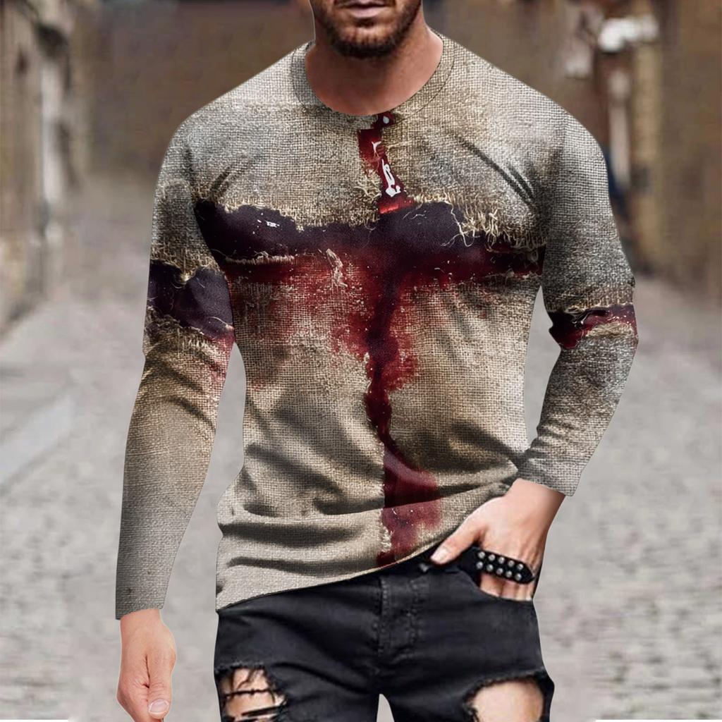 Halloween Printed Men's Long-sleeved Top T-shirt Casual Daily Wear