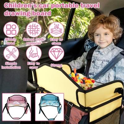 Kids Car Seat Tray Foldable Travel Baby Children's Table Lap Tray Portable Waterproof Multiple Pockets for Dining Drawing