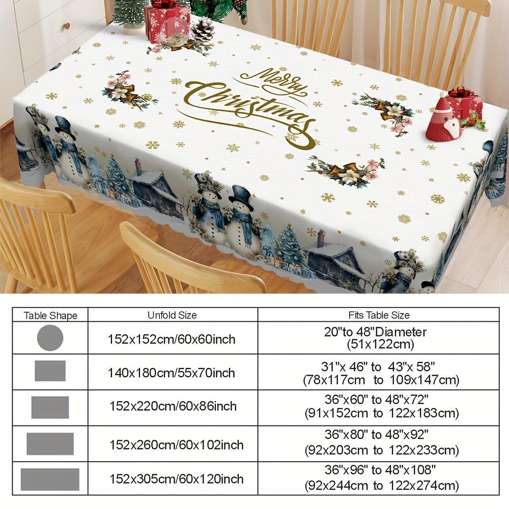Christmas Snowman Gold Snowflake Waterproof Tablecloth Rectangular Party Wedding Holiday Decor
