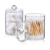 4pcs Canister Set Clear Storage Jar PS Plastic Round Bathroom Canister With Lid Clear Plastic Jar Bathroom Storage