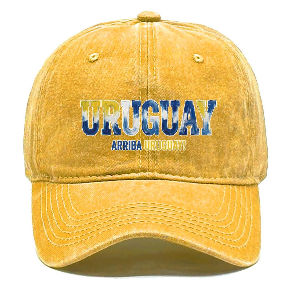 Sun Hat With "URUGUAY" "ARRIBA URUGUAY" Flag Printed , Adjustable Baseball Hat Inelastic Hip Hop Fit Headwear Sports Hat
