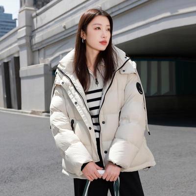 Sancai Women's Mid-Length Hooded 90% Duck Down Puffer Jacket