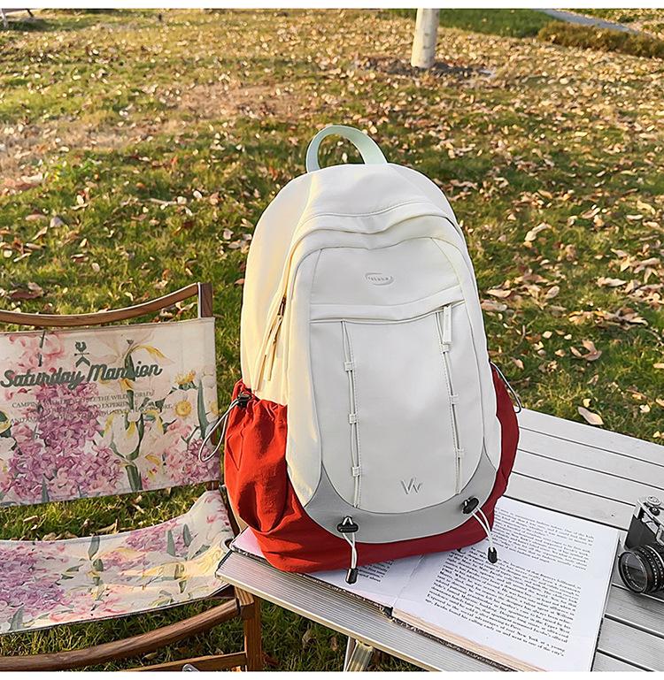 Schoolbag Sports Lightweight Color Matching Backpack Outdoor Large Capacity Leisure Mountaineering Bag College Student Hiking Simple School Bag
