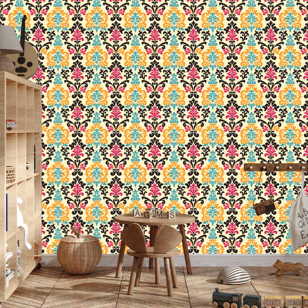 Baroque Damask Wallpaper Cream and Brown for Living Room and Bedroom 50x1000