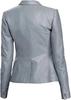 Genuine Formal Office Wear Gray Stylish Women's Blazer Handmade Leather Lambskin