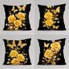 Golden Rose Butterfly Pattern Printed Pillowcase, Home Room Decoration, Soft and Comfortable, Sofa and Chair Cushion Cover