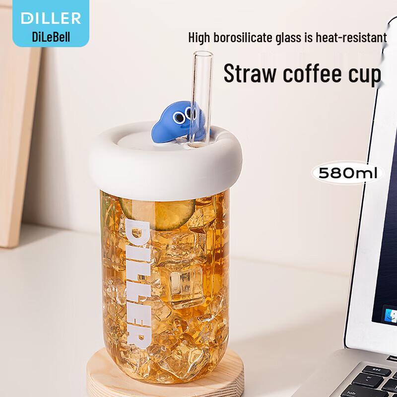 Dileber Portable Glass Straw Cup