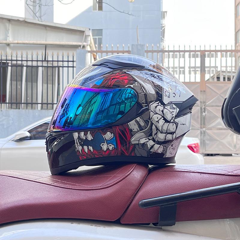 Motorcycle Helmet Full Helmet Can Be Equipped with Bluetooth Headset Men's Four-season Electric Bicycle Riding Helmet