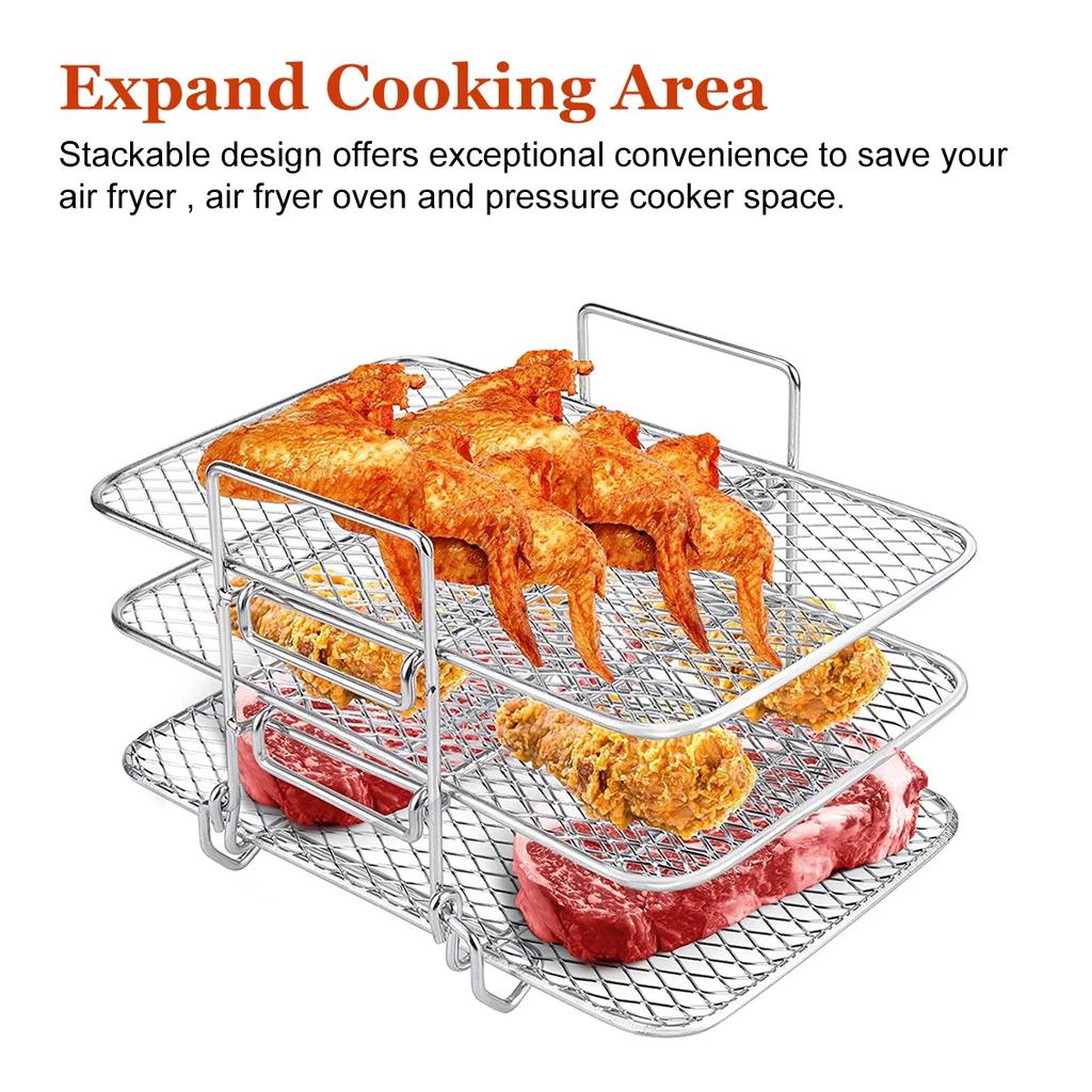 Air Fryer Rack Roasting Rack Compatible Most Air Fryer Air Fryer Accessories Stainless Steel Airfryer Rack Steamer Roasting Rack