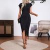 European and American Women's Clothing Summer New Solid Color Sexy Round Neck Women's Short-sleeved Dress
