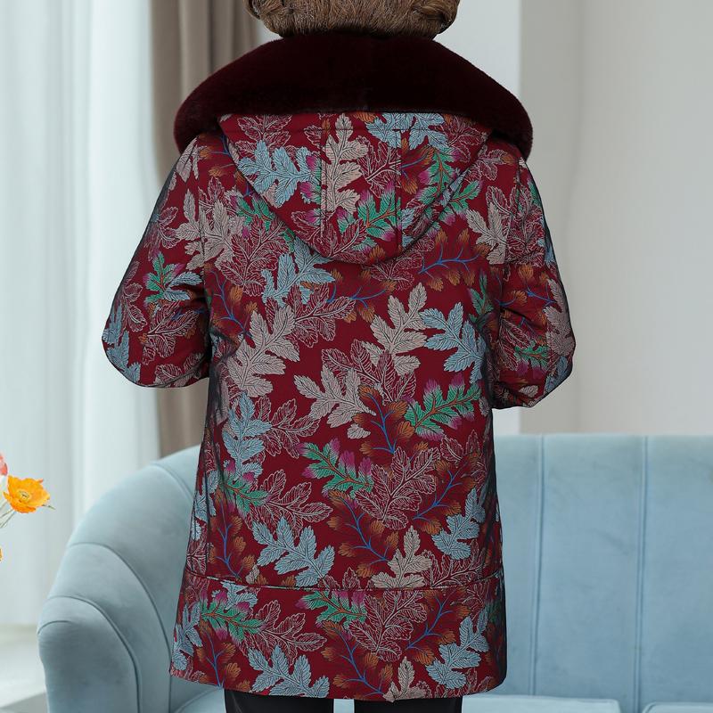 Middle Age Women's Down Jackets Winter Vintage Parkas Fur Collar Liner Detachable Plus Size Elegant Thick Warm Down Coats Woman Outerwears