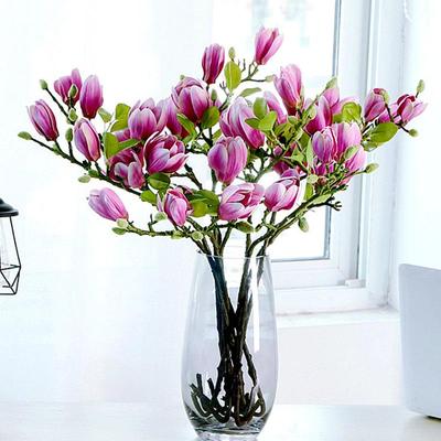 Decoración de Flor Artificial de Magnolia de Lujo para Sala de Estar y Mesa de Comedor