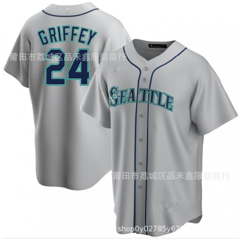 Mens Embroidered Baseball Jersey Seattle Mariners 24 Griffey Cotton Sport Top Basketball Fans