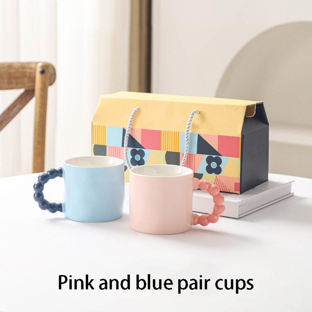 

Macaron Color-Blocking Ceramic Water Cup High Appearance Level Ceramic Cup Matte Mug Home Use розовый/синий
