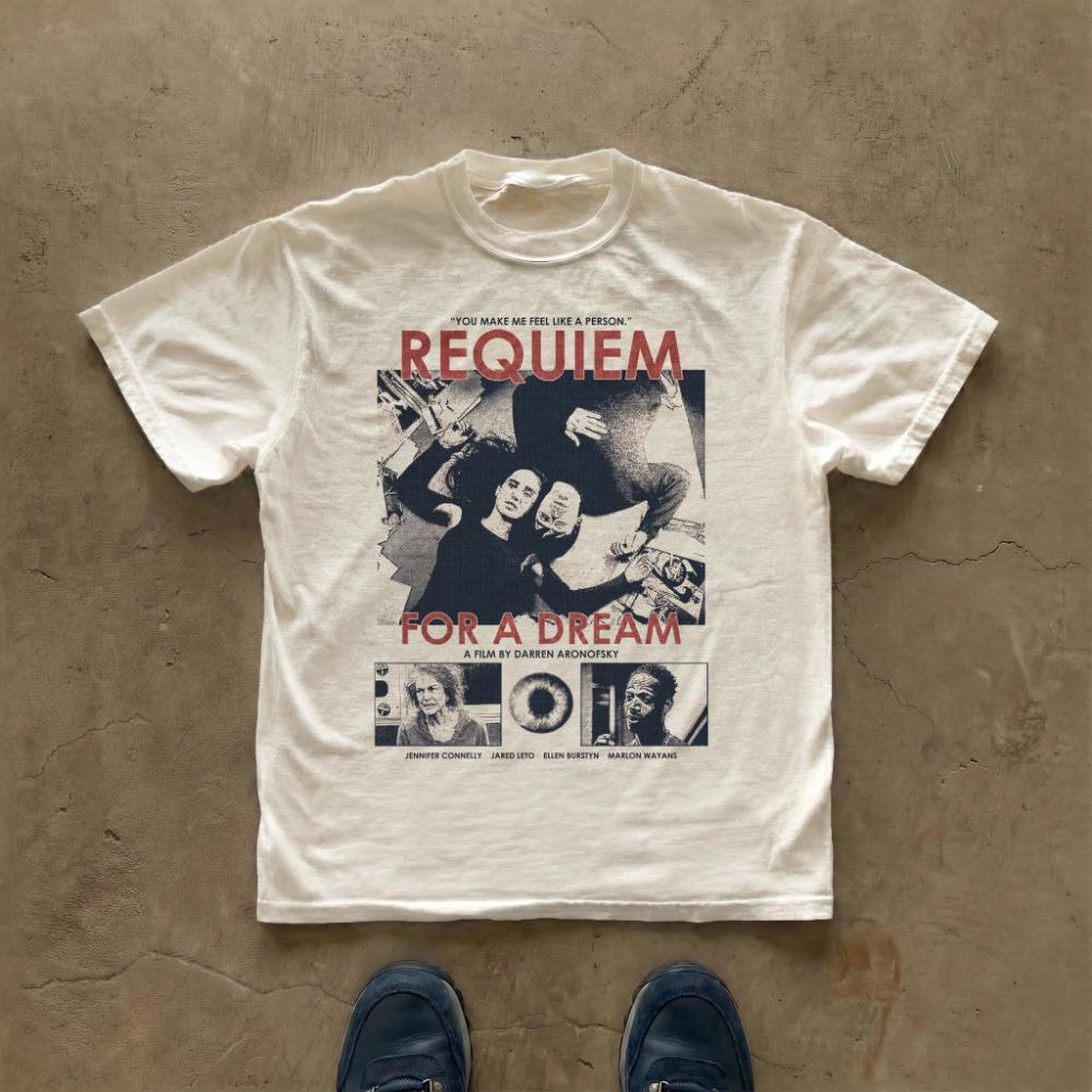 

Requiem for A Dream Graphic T-Shirt Cult Movie Art Tee Minimalist Film Poster Style Short Sleeve Shirt Men Women for Summer S разноцветный