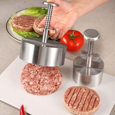 Prasa do burgerów ze stali nierdzewnej, prosta obsługa, regulowana grubość pasztetu, uniwersalna, okrągła forma do burgerów