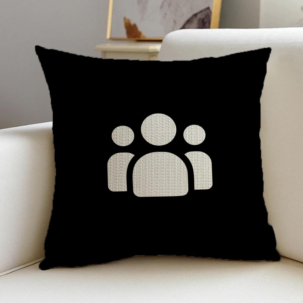 PGrid Earth Icons Cushion Cover Natural Linen Pillowcase Set AllinOne Decor for Sofa Bedroom Chair