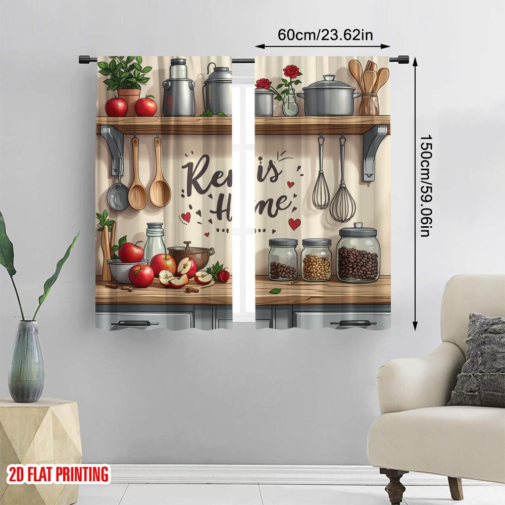 Blackout Window Drapes Whimsical Kitchen Polyester Spring Party Holiday Decor Applies All Occasions Curtain Set Of 2 Made Washable Cooking Area Ready