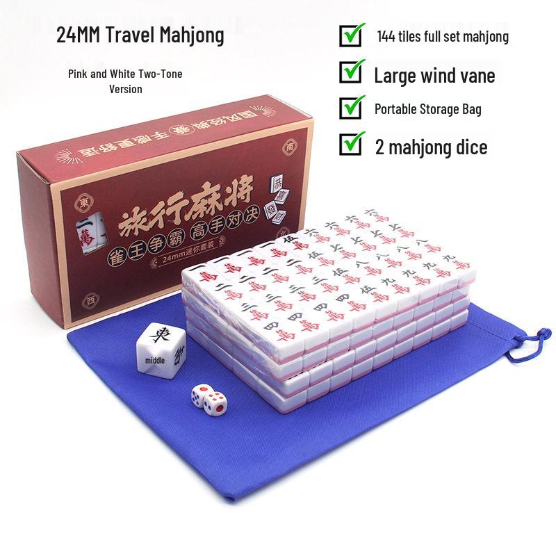 Compact Melamine Carved Mahjong Set for Dorms & Travel Entertainment