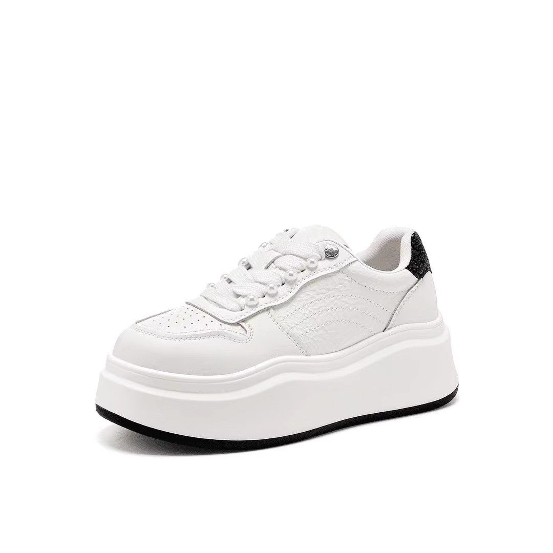 

2024 autumn new big-name platform white shoes women s heightening sports shoes high-heeled soft-soled casual shoes board shoes 35 чёрный