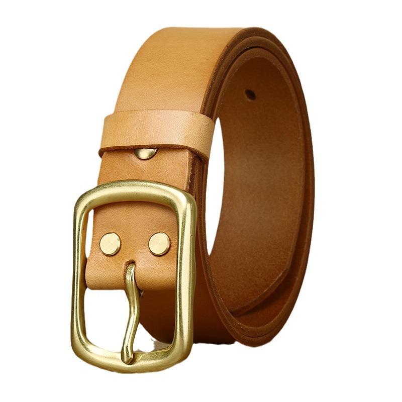 Vollnarbenleder Gürtel Herren Leder Primärfarbe Handgefertigt Glatte Dornschließe Erste Schicht Rindsleder Lazy Belt High-End Herren Gürtel