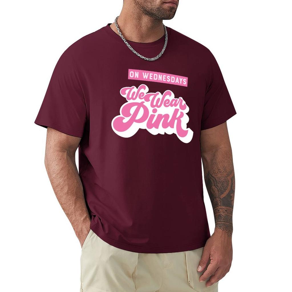 On Wednesdays We Wear Pink T-Shirt Graphic T Shirts Cotton Graphic Tees Plus Size Men Clothing