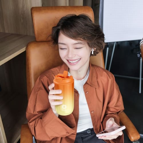 FJbottle 450ml Vacuum Insulated Mug Bottle with Strap, 2-Way Bottle, Direct Drinking, Straw, Cup Drinking, Keeps Water Hot or Cold, Easy To Clean, Wid