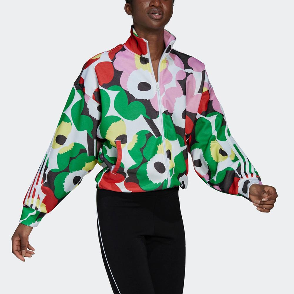 adidas X Spolupráce Marimekko Mmk Tepláková bunda Květinový potisk Pruhovaná Volný střih Sportovní bunda Dámská bunda H67088