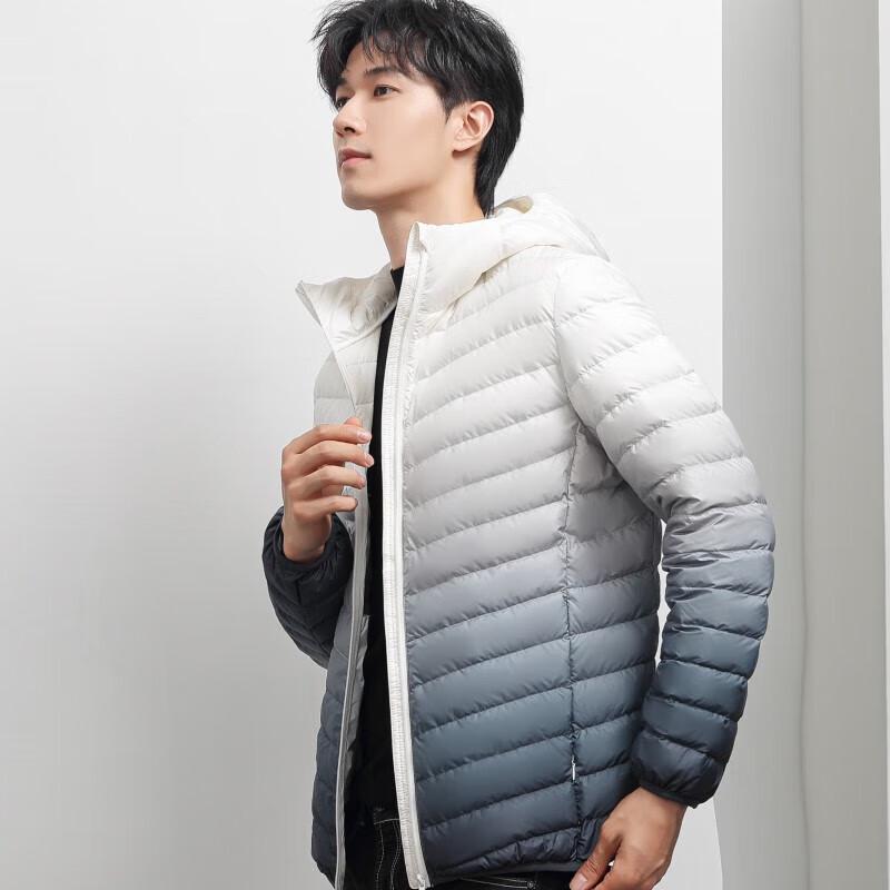 Tri-polar Men's Lightweight Gradient Hooded Short Down Jacket TP9128