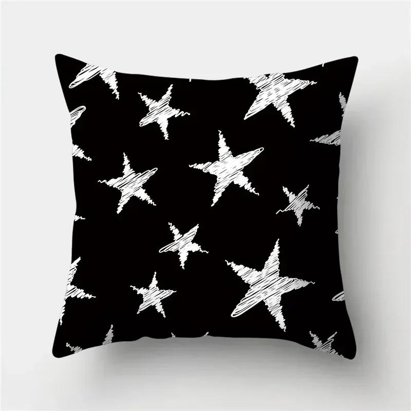 Home Deko Modern Schwarz & Weiß Gemustert Kissenbezüge Muster Kissenbezug Geeignet für Sofa Schlafzimmer Auto Kissenbezug