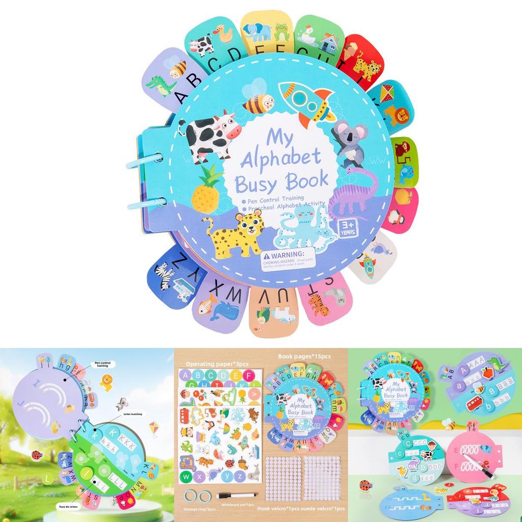 Childrens English Early Learning Quiet Book With Letter And Shape Tabs For Preschool Education