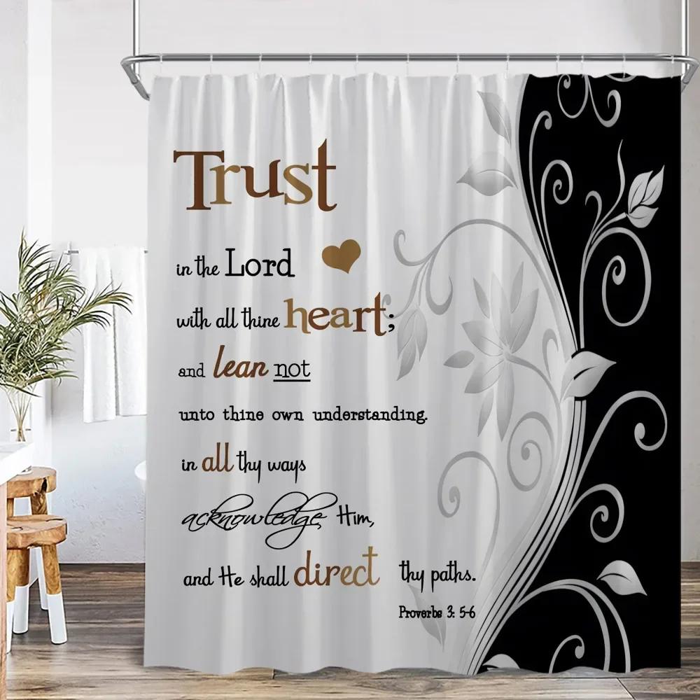 Modern Inspirational Quotes Shower Curtain Flower Butterfly Art Bathroom Decorative Polyester Fabric Bathtub Curtain