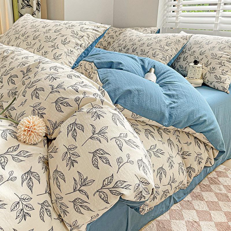 Idyllic Bedding Four-piece Set Skin-friendly Breathable Bed Sheet Quilt Cover Pillowcase